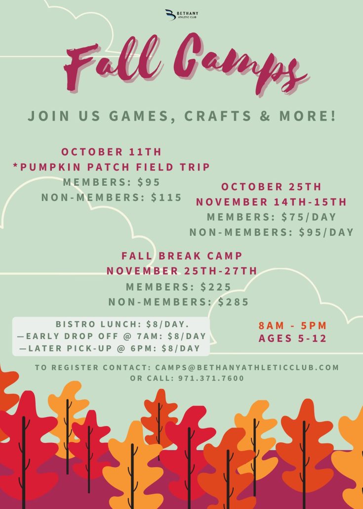 Fall One Day Camps at Bethany Athletic Club in Portland Oregon