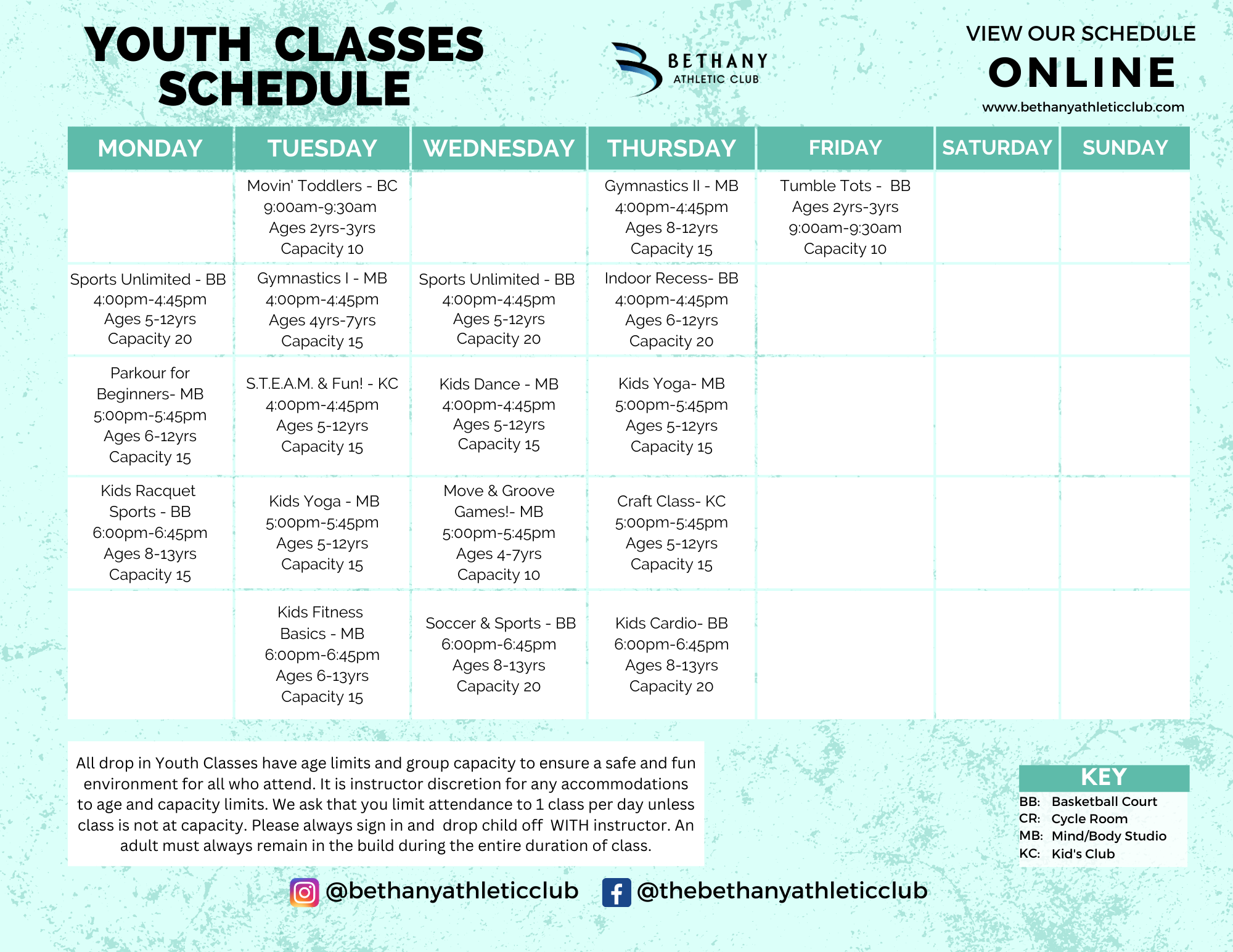 Youth Classes at Bethany Athletic Club