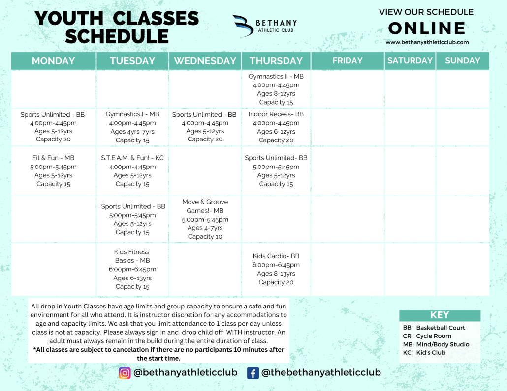 Youth Classes at Bethany Athletic Club