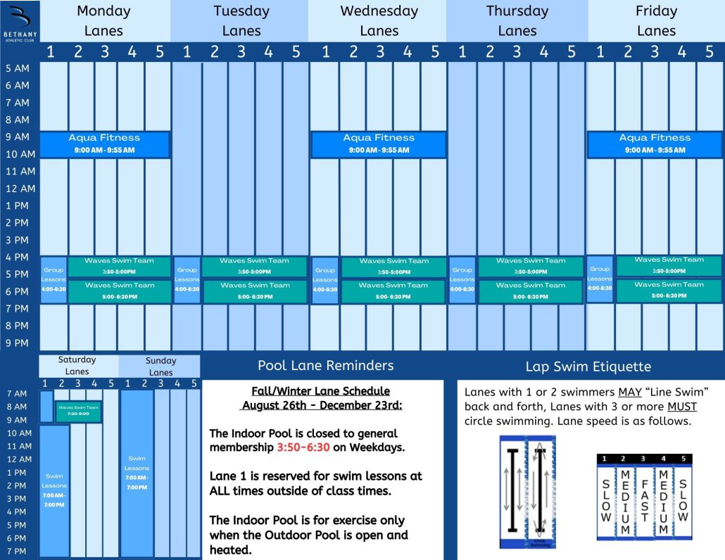 BAC Swim 2024 Fall Schedule August 26th - December 23rd