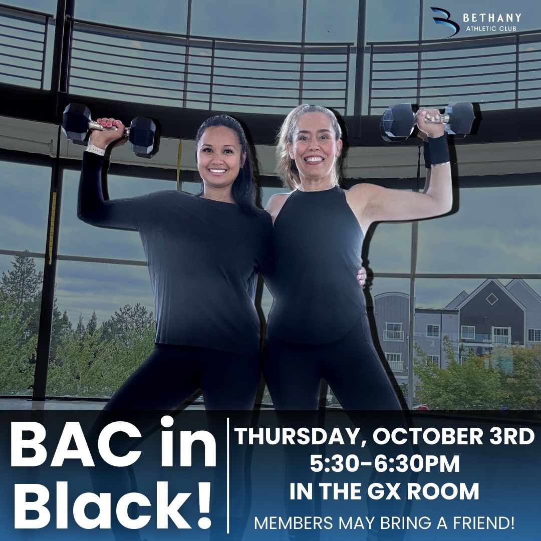 BAC in Black at Bethany Athletic Club in Portland Oregon